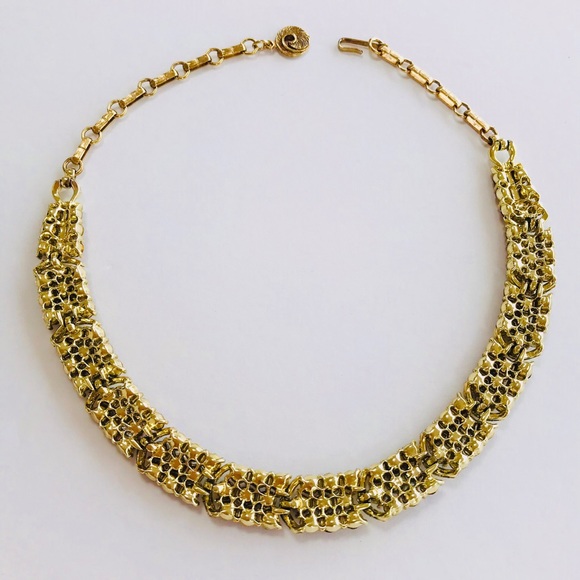 Vintage 50’s Signed Lisner Glam Crystal Rhinestone Collar Necklace 16” EUC - Picture 9 of 16